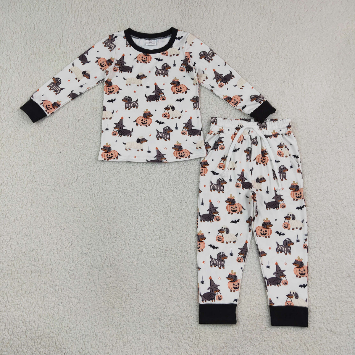 BLP1548 Halloween Dog Pumpkin Long Sleeve Pants Boys Pajamas