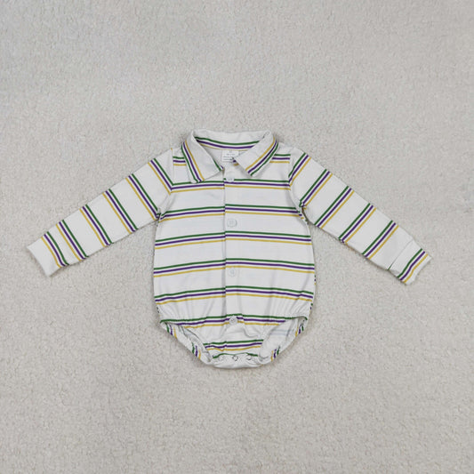 LR2880 Mardi Gras Long Sleeve Boys Romper