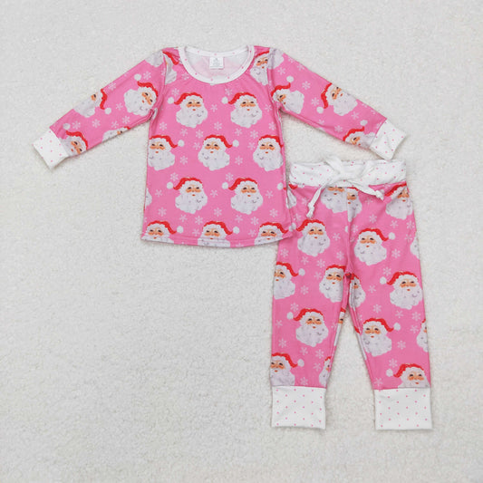 bamboo GLP1583 Christmas Santa pink long sleeve pants girls pajamas