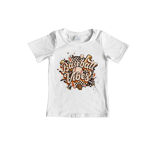 preorder Baseball Vibes White Short Sleeve Boys Top