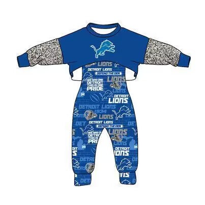 custom S 10.4 Blue long sleeve pullover jumpsuit girls set