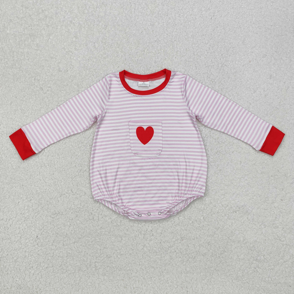 LR1855 red heart pink striped long sleeve girls romper