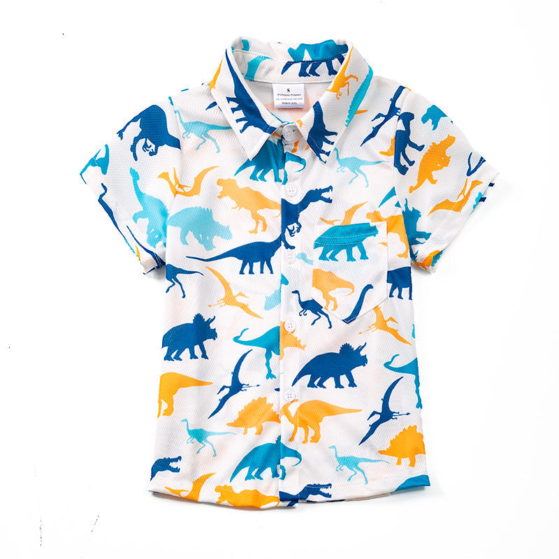 custom moq 3 colorful dinosaur short sleeve boys top