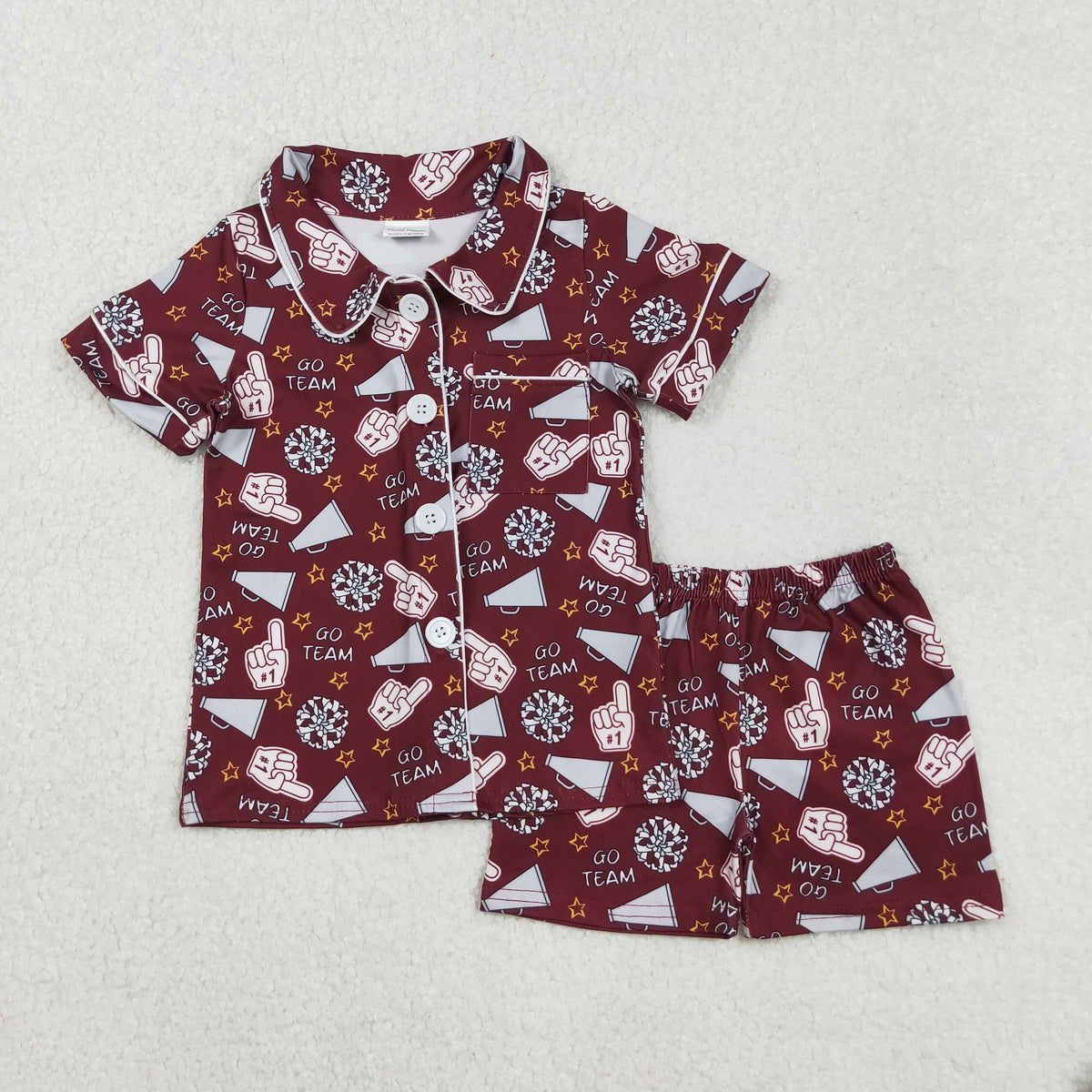 football cheer go team short sleeve shorts girls pajamas RTS sibling clothes