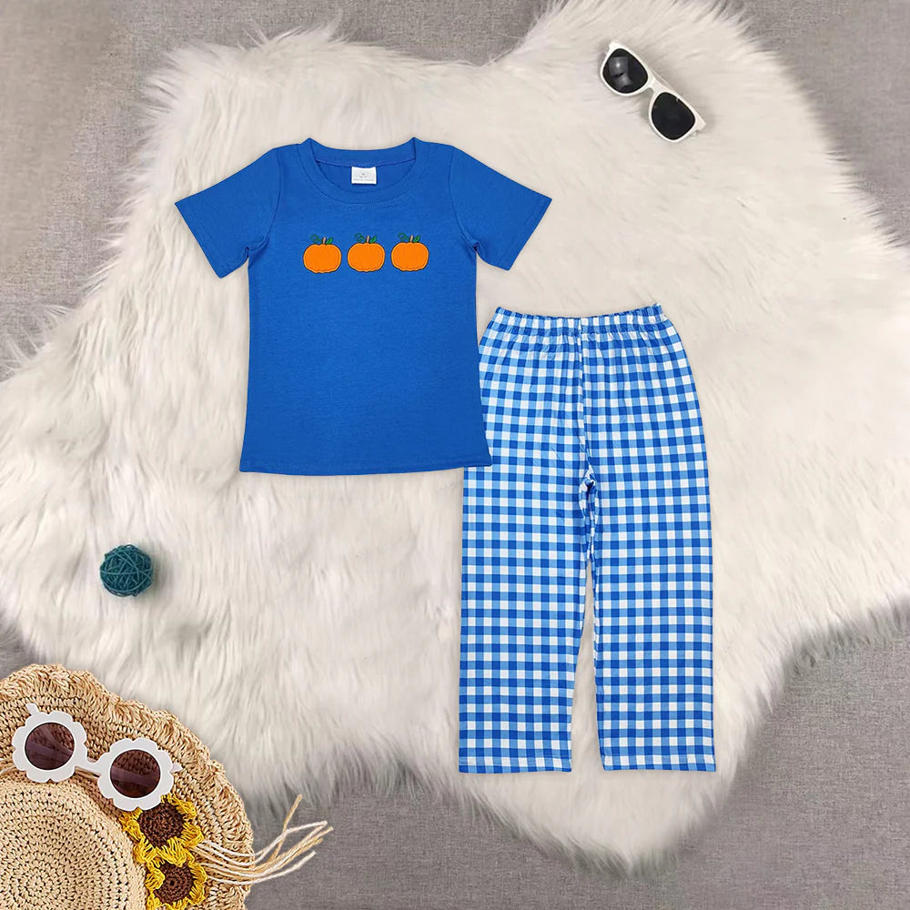 embroidery pumpkin/farm boys set RTS sibling clothes