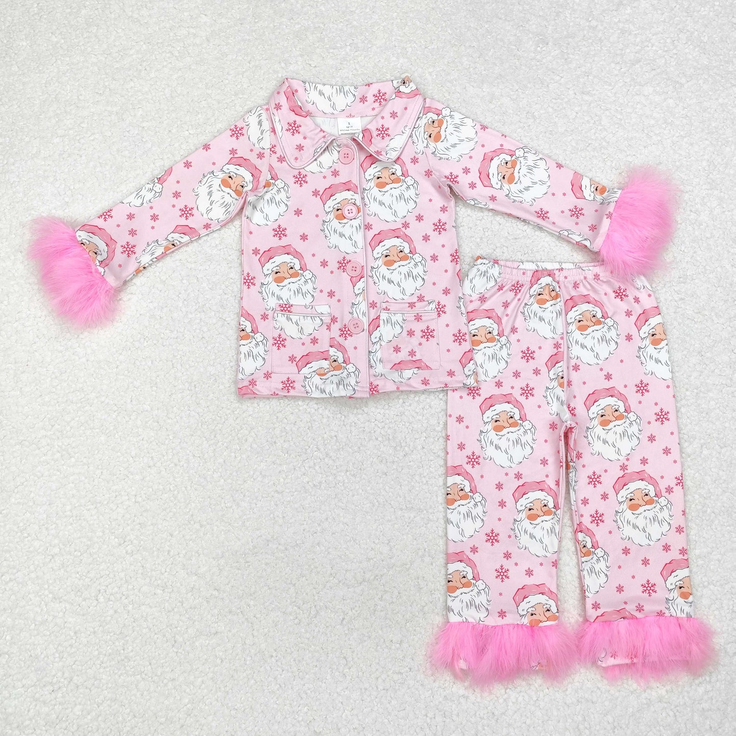 Christmas Santa fur pajamas mama and me RTS sibling clothes