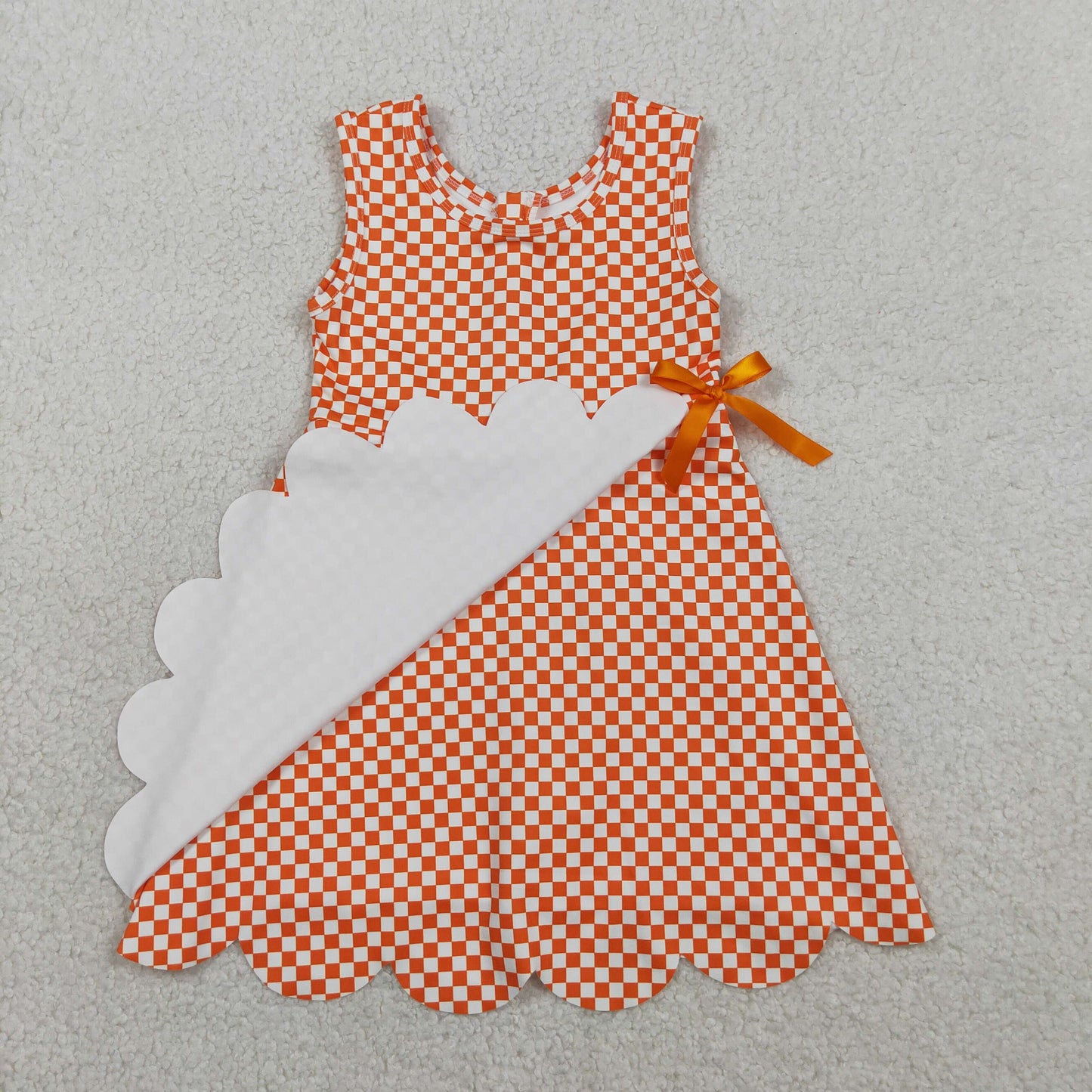 GSD3428 Yoga Orange Checkered Sleeveless Girls Dress