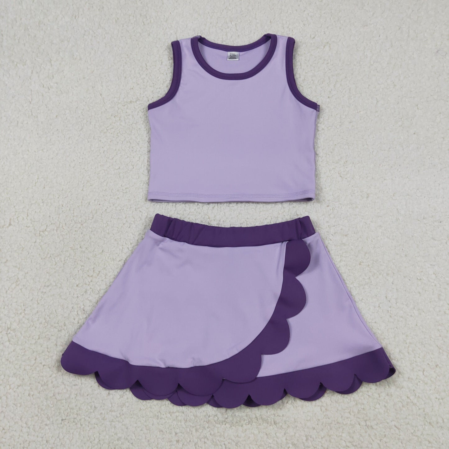 GSD4026 Yoga Purple Sleeveless Skorts Girls Set