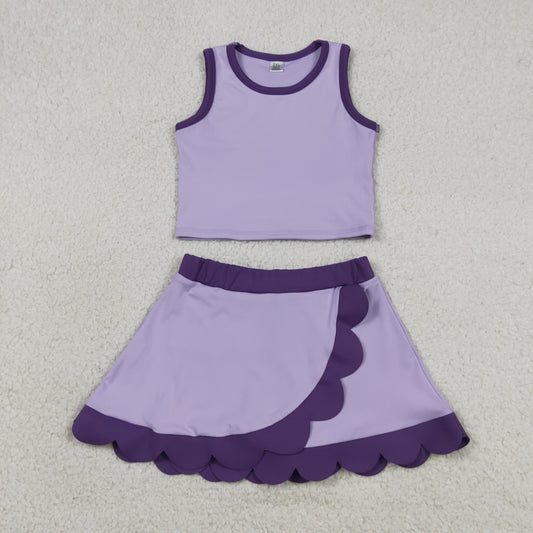 GSD4026 Yoga Purple Sleeveless Skorts Girls Set