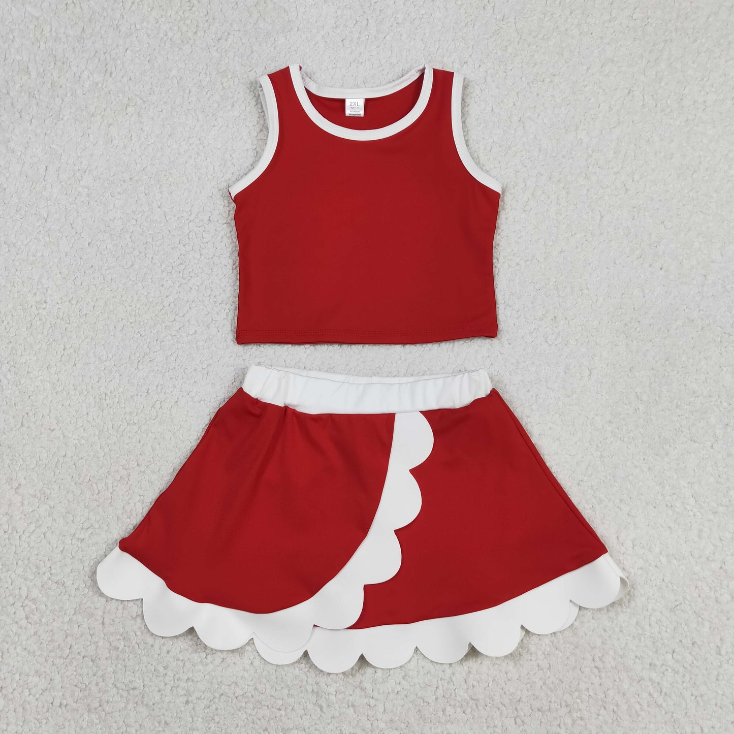 GSD4016 Yoga Red Sleeveless Skorts Girls Set