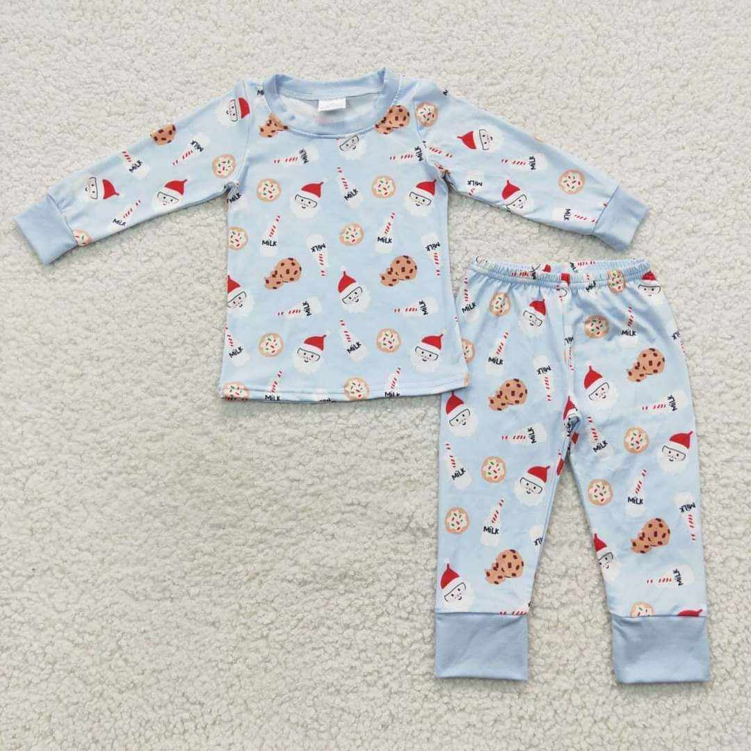 custom S 8.19 Christmas Santa Claus cookie long sleeve pants boys pajamas