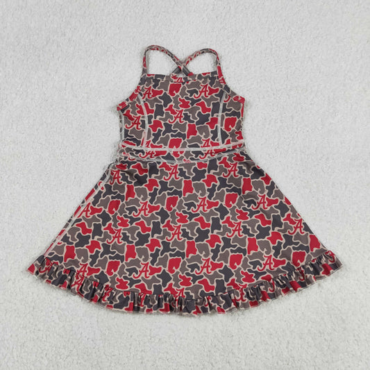 GSD3592 Yoga Football Item Camo Sleeveless Skorts Girls Dress