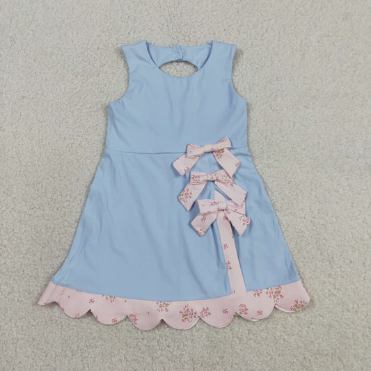 GSD3030 Yoga Scallop Light Purple Bows Sleeveless Girls Dress