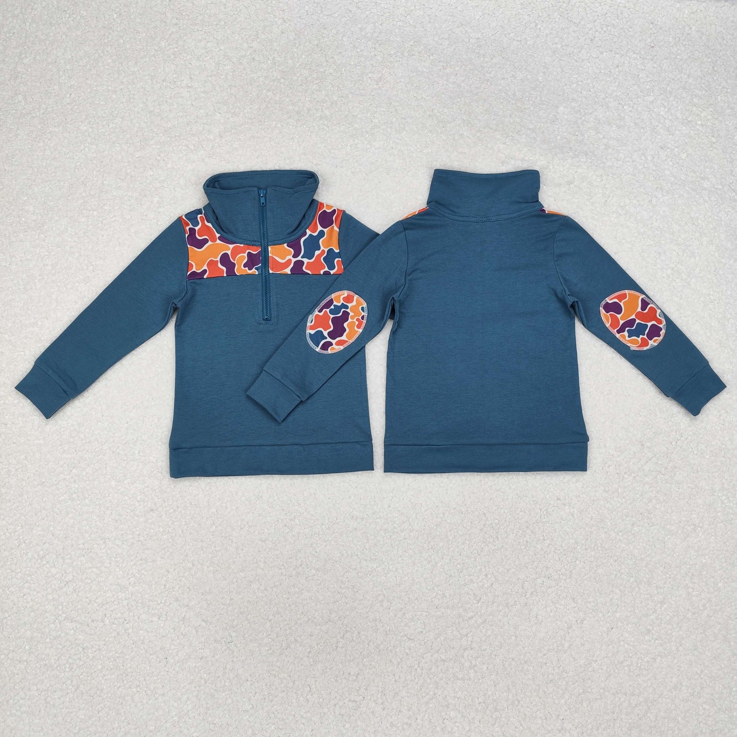 BT0798 brown camo blue long sleeve boys pullover