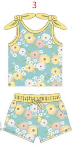 custom moq 3 each Summer flowers style girls set