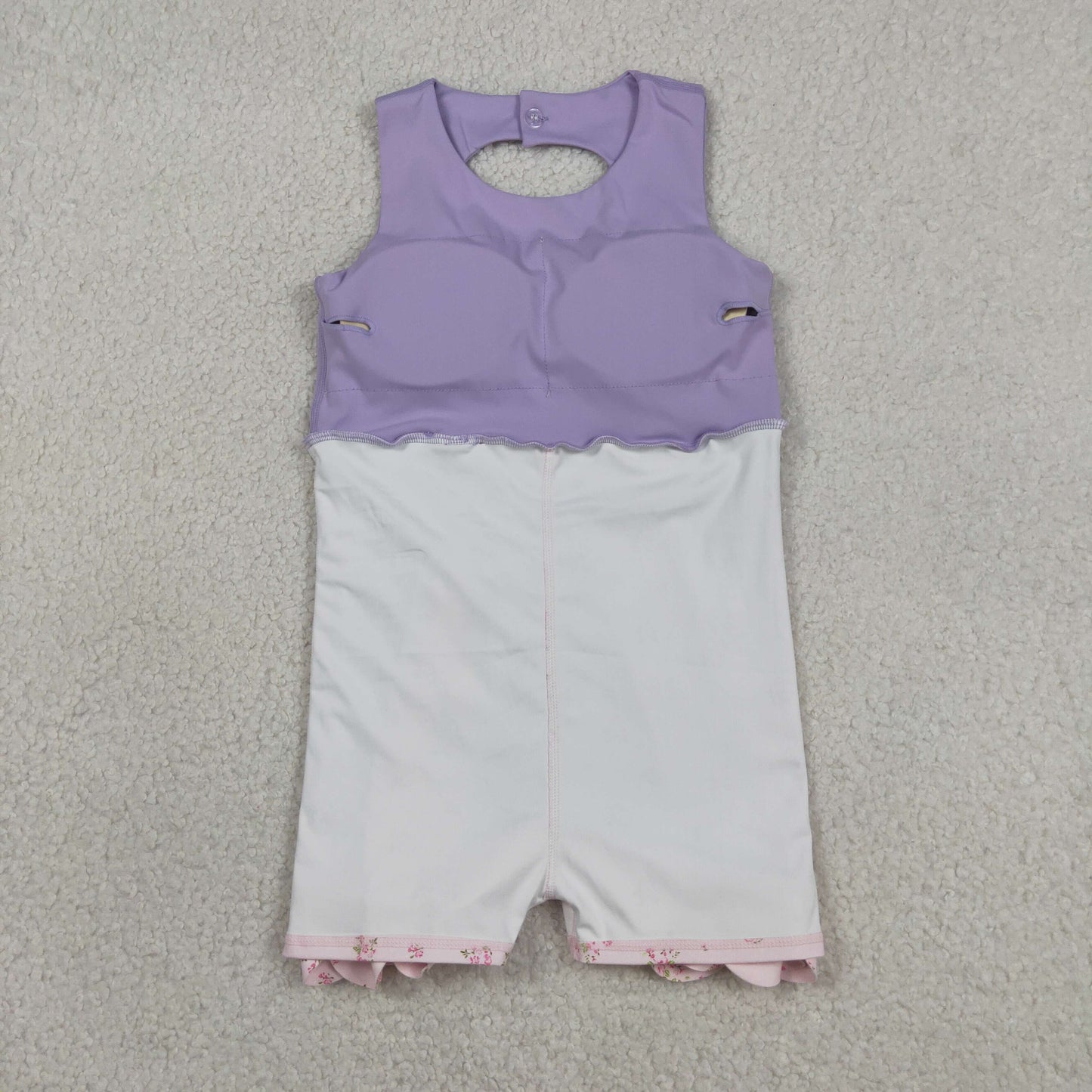 GSD3317 Yoga Scallop Solid Color Purple Bows Sleeveless Skorts Girls Dress