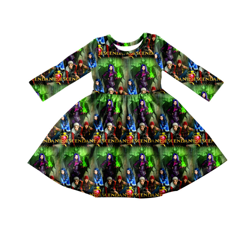 custom Halloween witch long sleeve girls dress