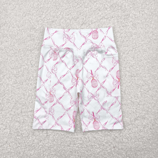 SS0397 pink bows tennis racket yoga girls shorts