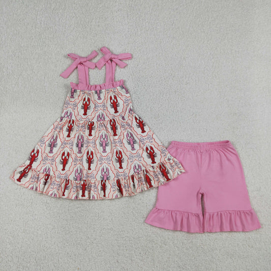 GSSO3299 Crayfish Top Pink Shorts Girls Set