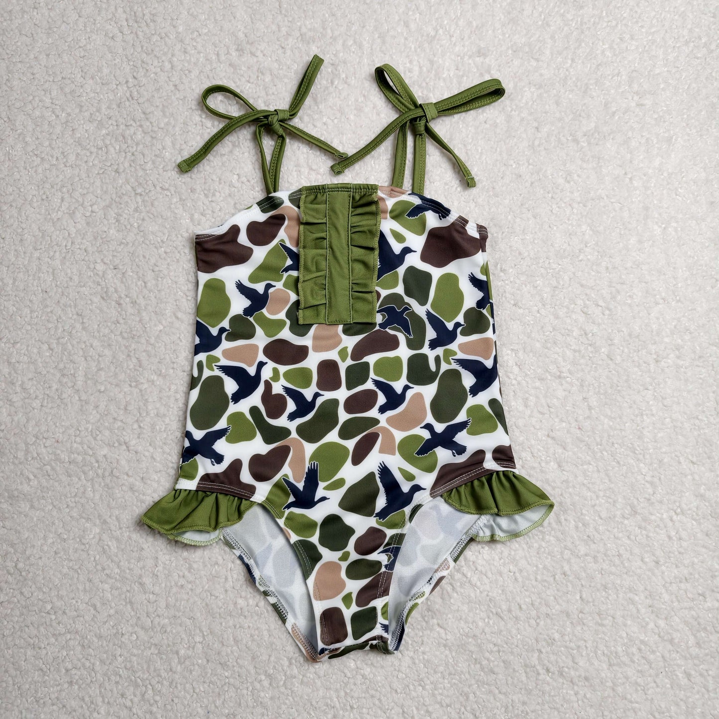 S0744 Camo Mallard Duck Girls Swimsuits