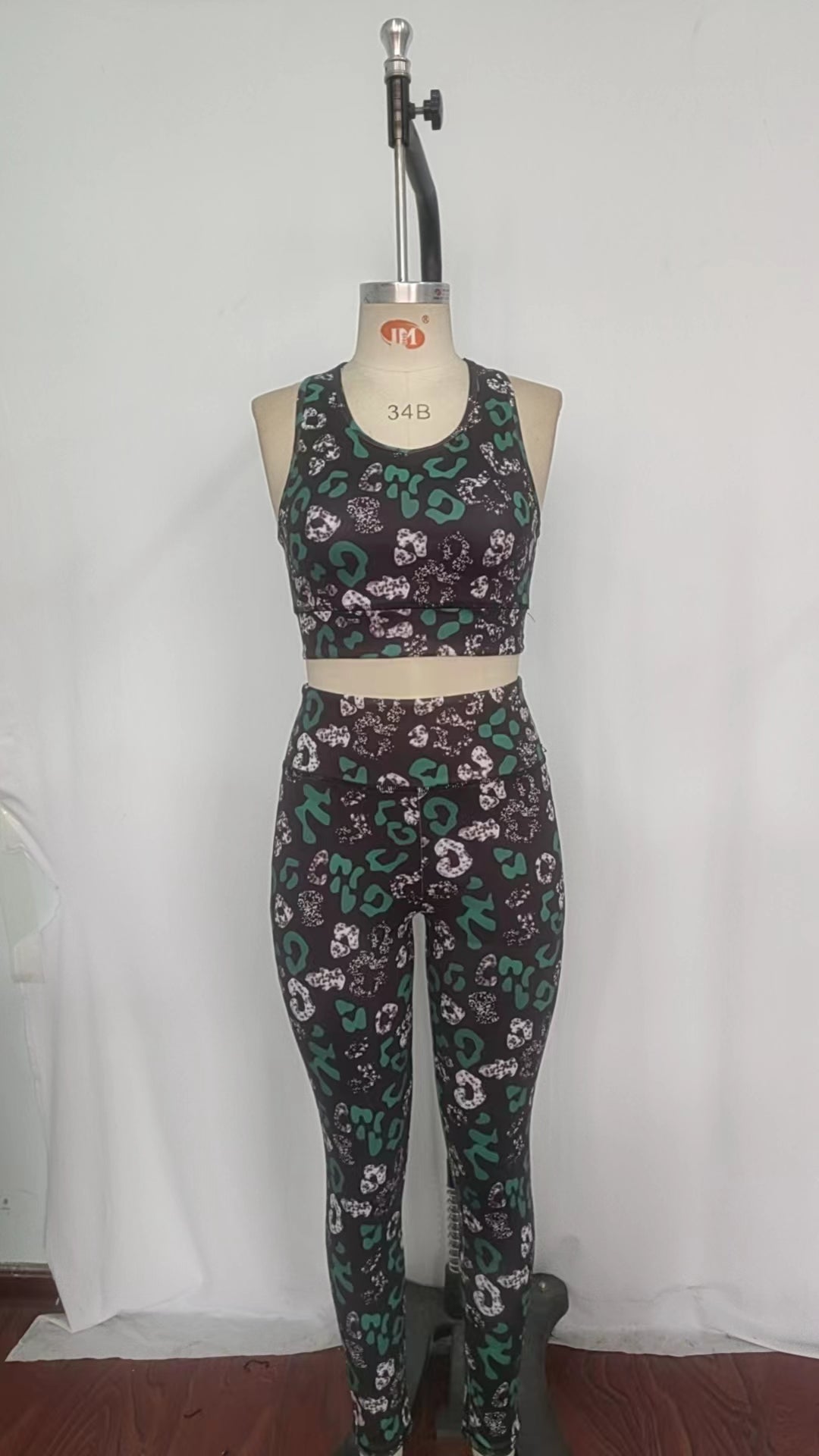 GSPO1462 blue leopard sleeveless pants adult yoga outfit polyester