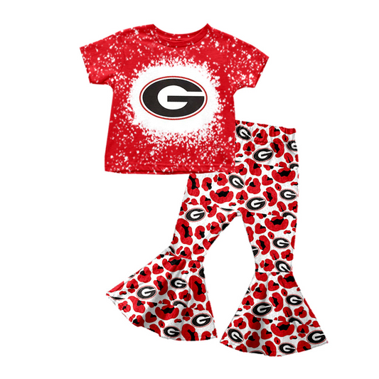 custom S 8.22 Red short sleeve pants girls set