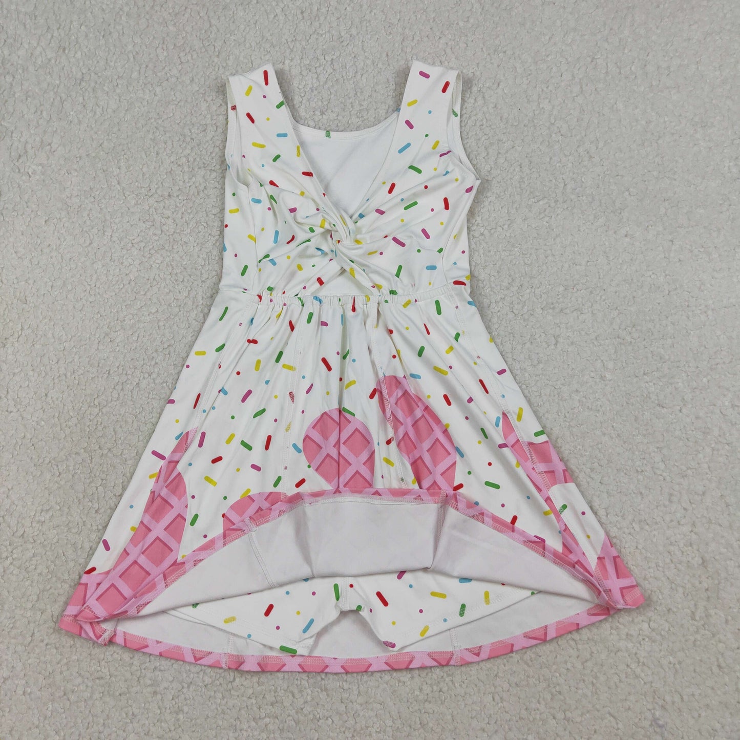 GSD3594 Yoga Pink Sprinkles Sleeveless Skorts Girls Dress