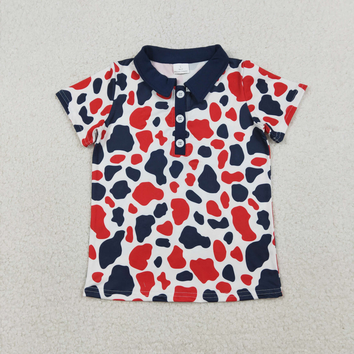 BT1657 July 4th Red Blue Camo Short Sleeve Boys Top