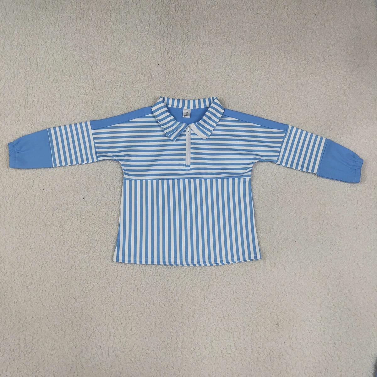 GT1716 Blue Striped Zipper Long Sleeve Girls Top