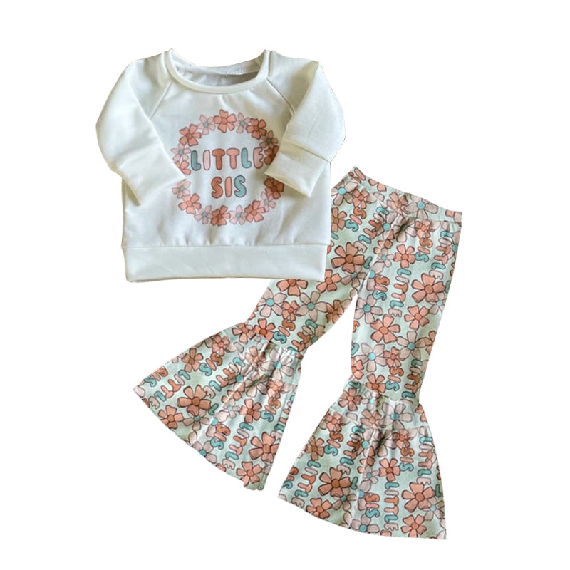 custom S 11.2 Little sister long sleeve flowers pants girls set