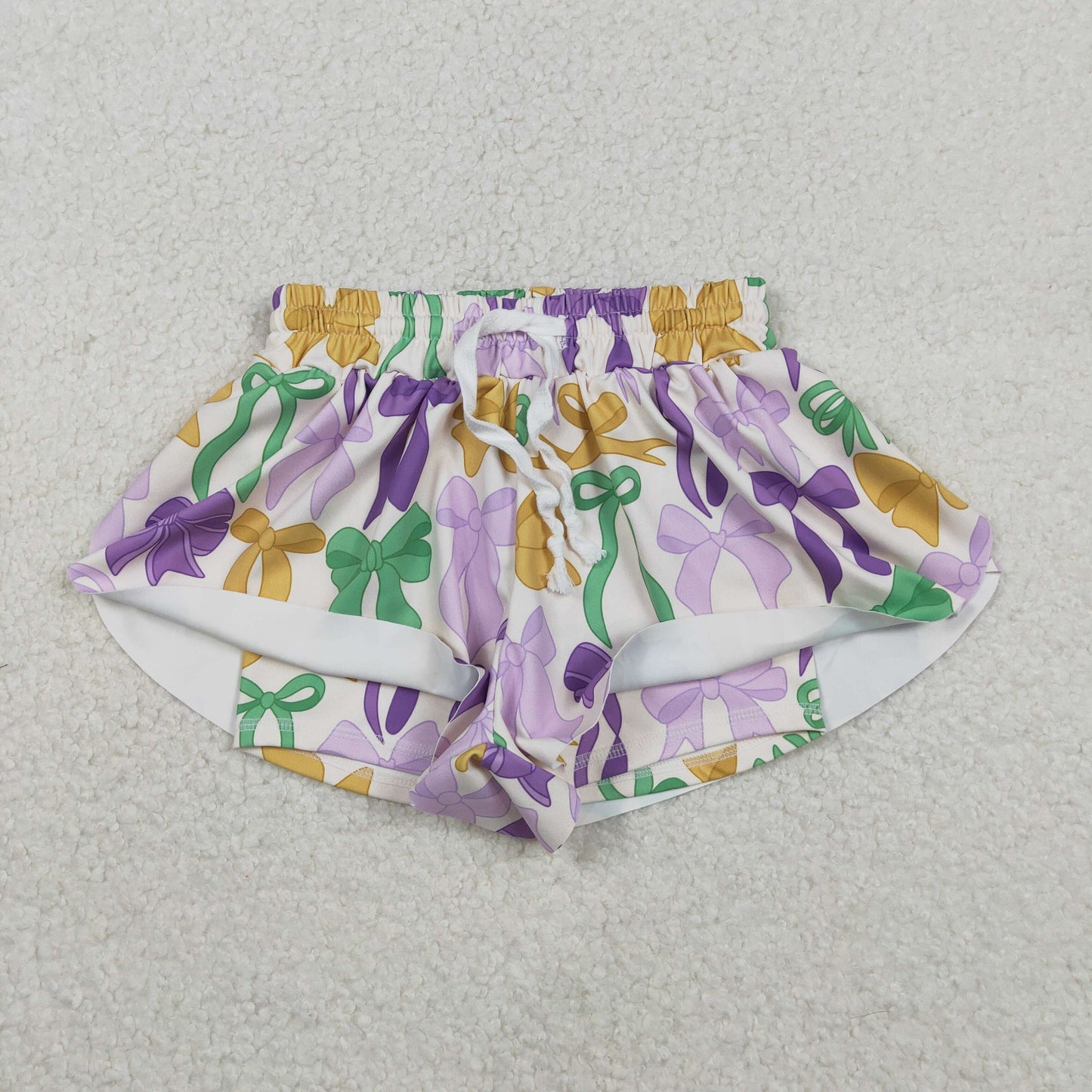 SS0684 yoga Mardi Gras Bows girls shorts