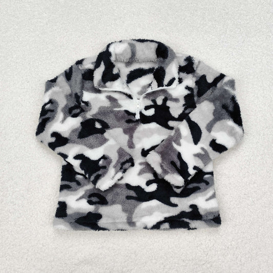 BT0744 dark grey camo long sleeve boys pullover