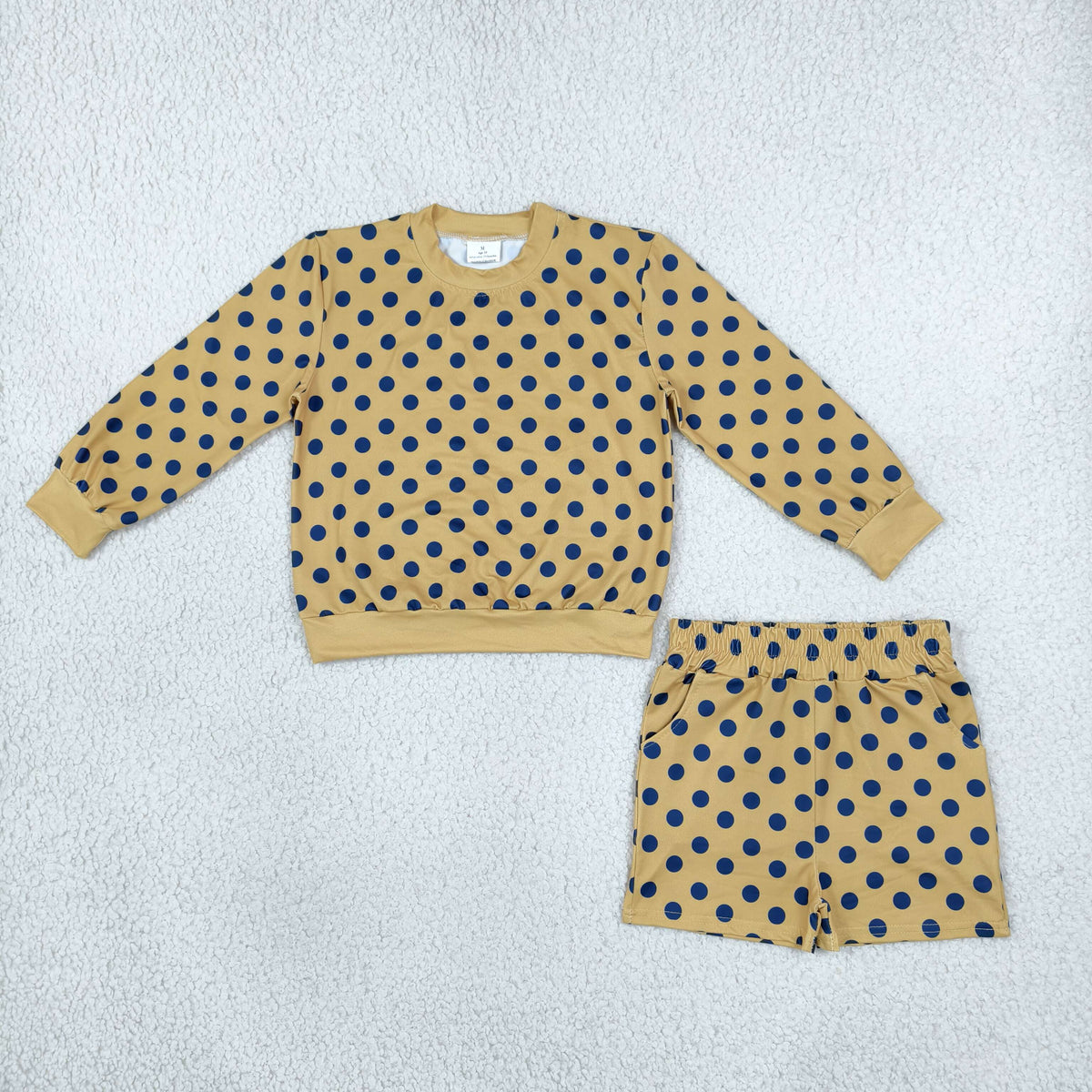 GLS0205 Dot Golden Long Sleeve Shorts Girls Set