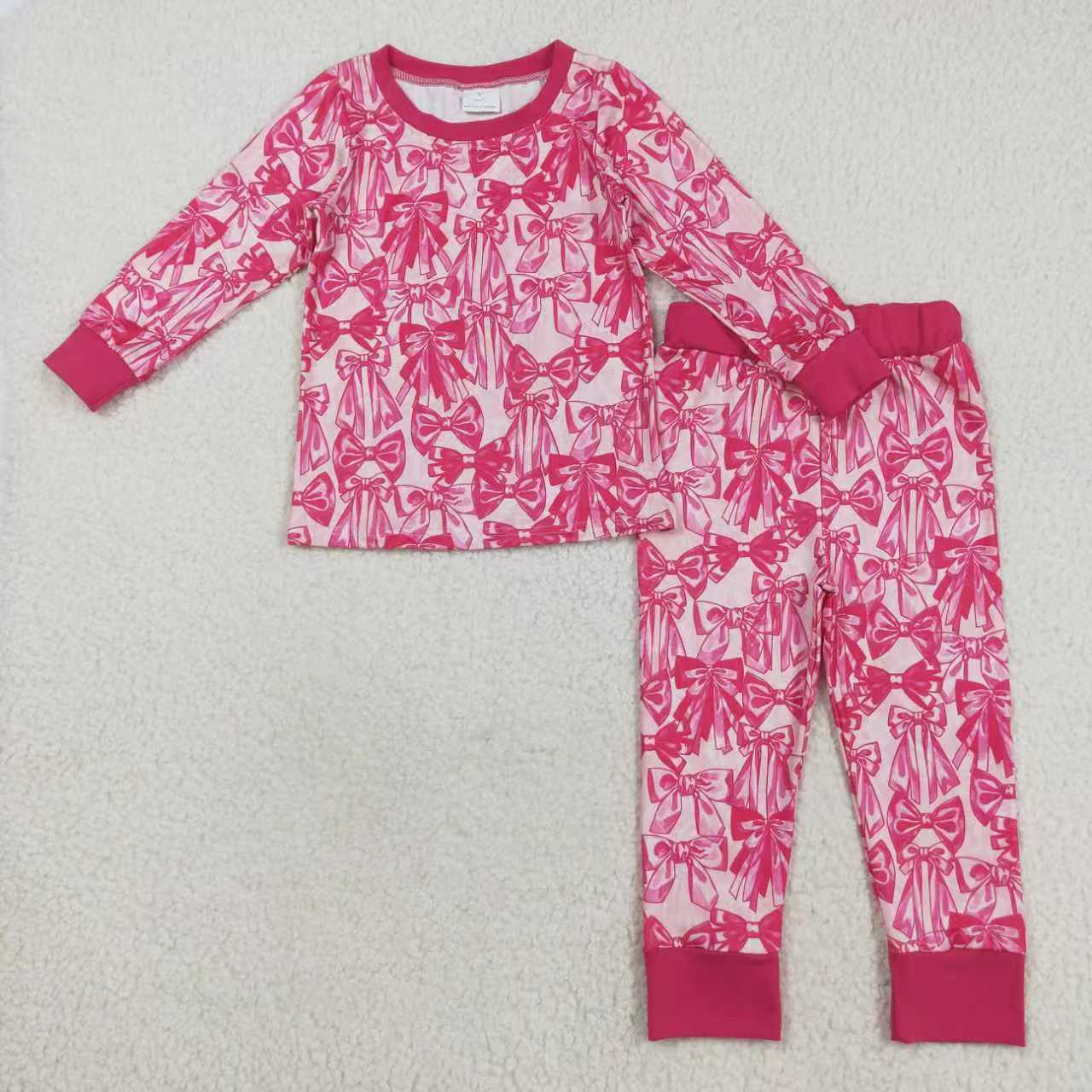 hot pink bows romper/pajamas RTS Sibling Clothes
