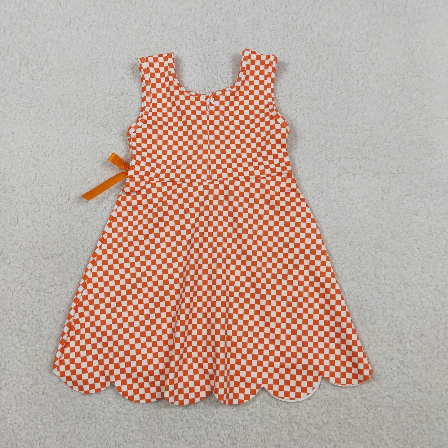 GSD3428 Yoga Orange Checkered Sleeveless Girls Dress