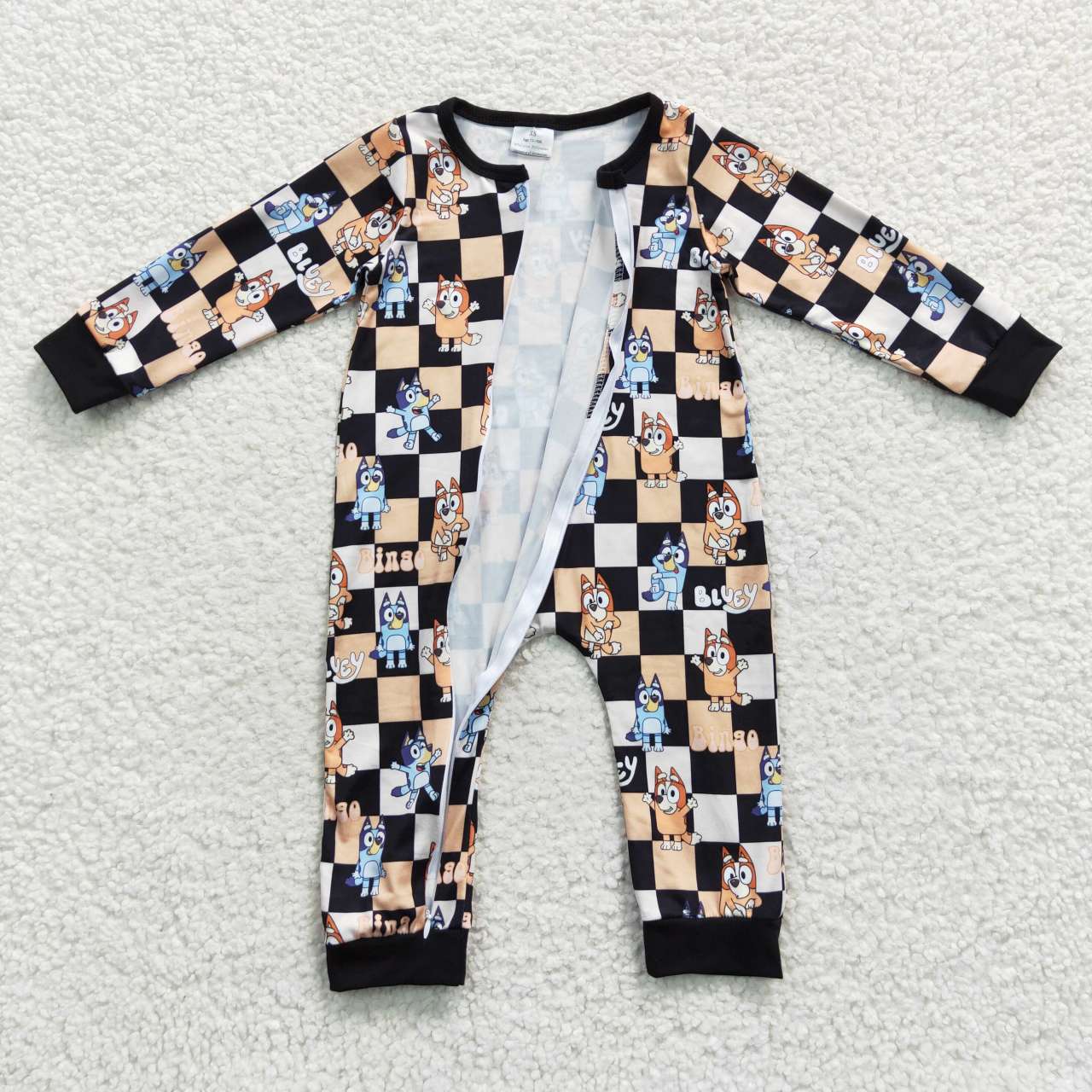 LR0359 Cartoon Dogs Black Cell Long Sleeves Boys Romper