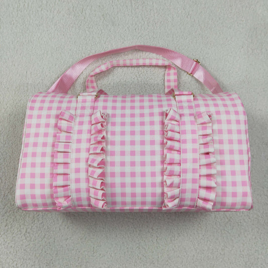 BA0469 Pink Checkered Ruffles Duff Bag