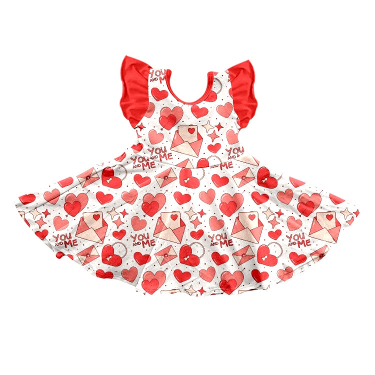 preorder GSD0615 Valentine's Day heart red flutter sleeve girls dress