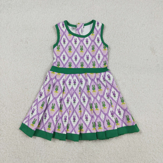 GSD2868 yoga Mardi Gras crayfish purple sleeveelss skorts girls dress
