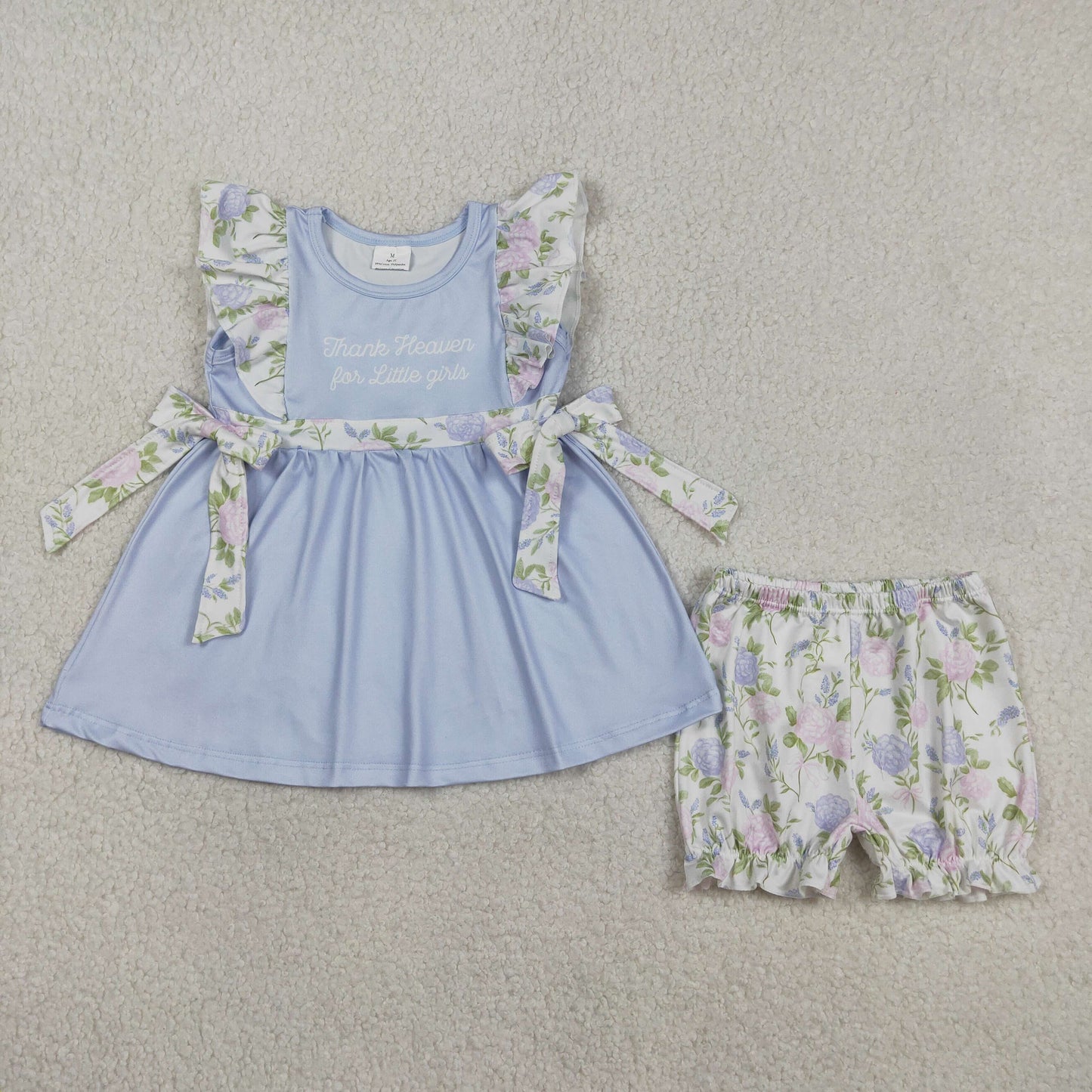 GSSO2846 Thank Heaver You Littler Girls Flutter Sleeve Shorts Girls Set