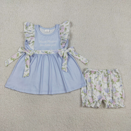 GSSO2846 Thank Heaver You Littler Girls Flutter Sleeve Shorts Girls Set