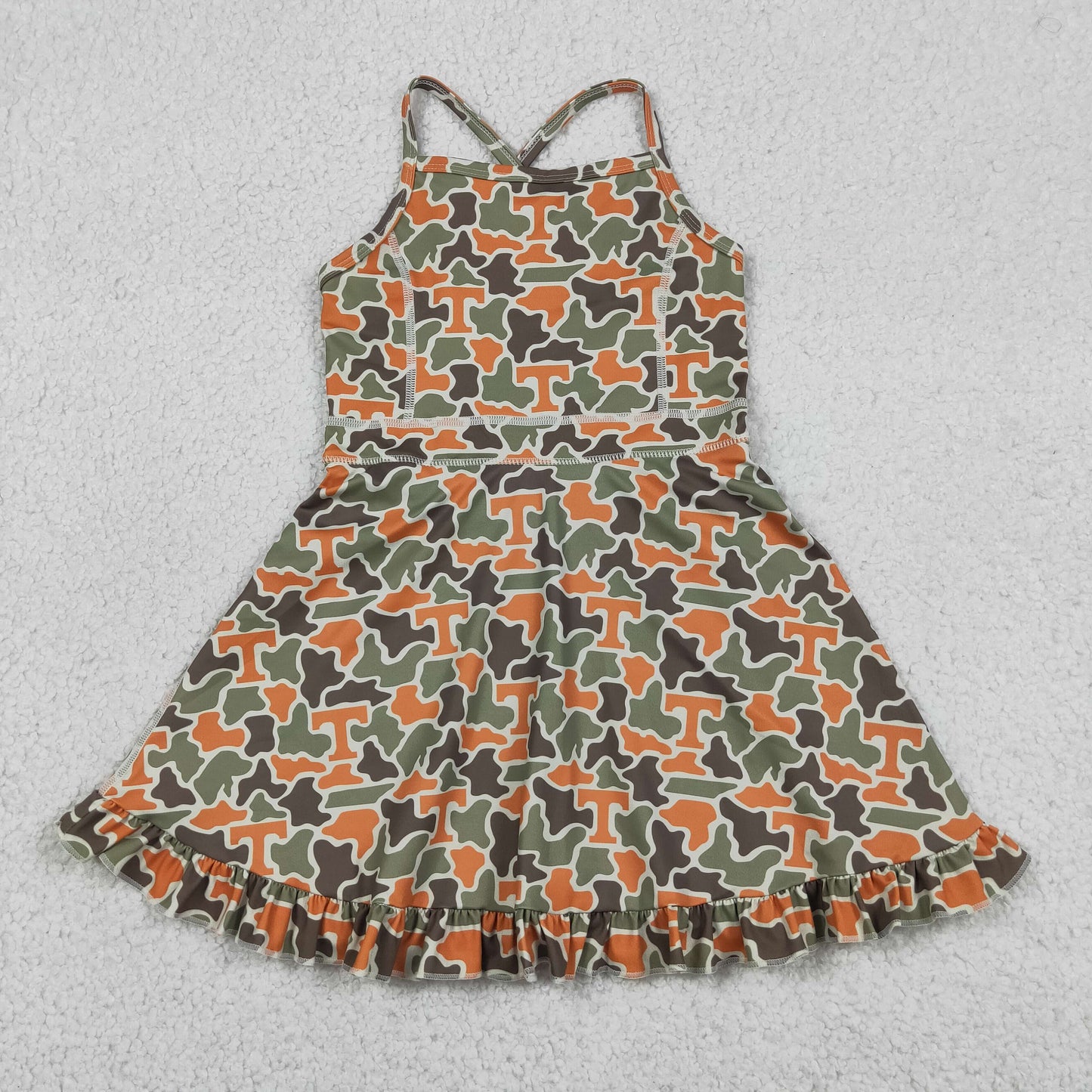 GSD3590 Yoga Football Item Camo Sleeveless Skorts Girls Dress