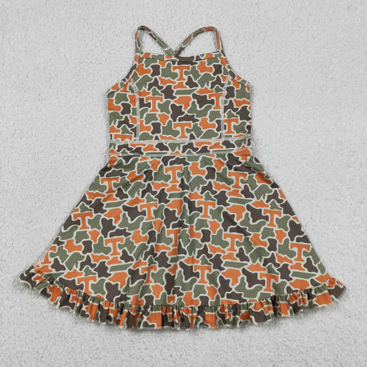 GSD3590 Yoga Football Item Camo Sleeveless Skorts Girls Dress