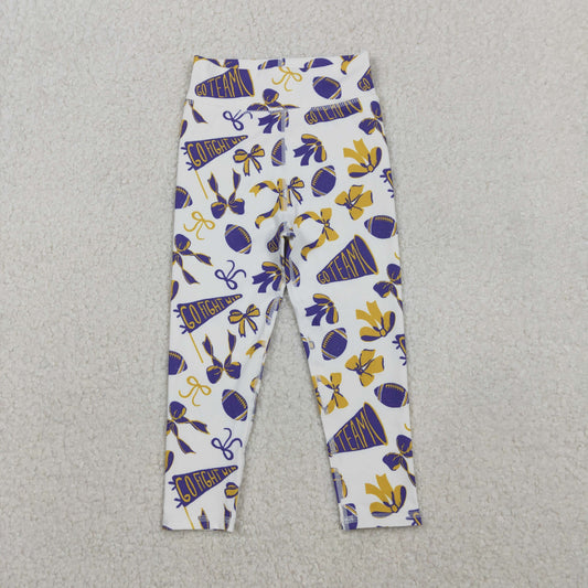 P0848 yoga go fight cheer purple bows girls pants