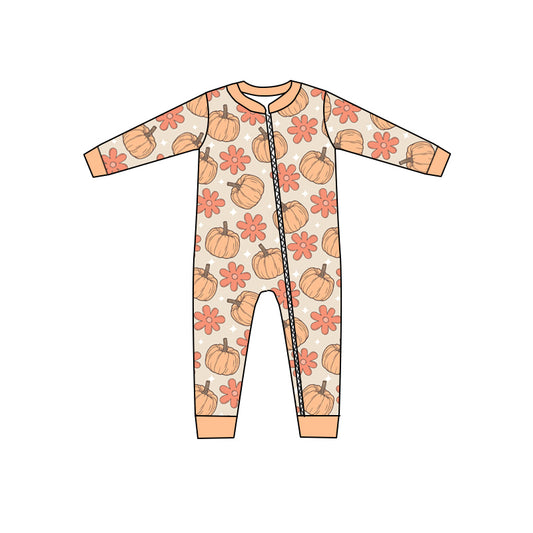 custom S 9.2 Pumpkin flowers kids romper