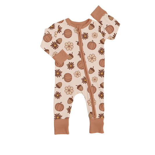 custom S 9.2 Pumpkin flowers kids romper