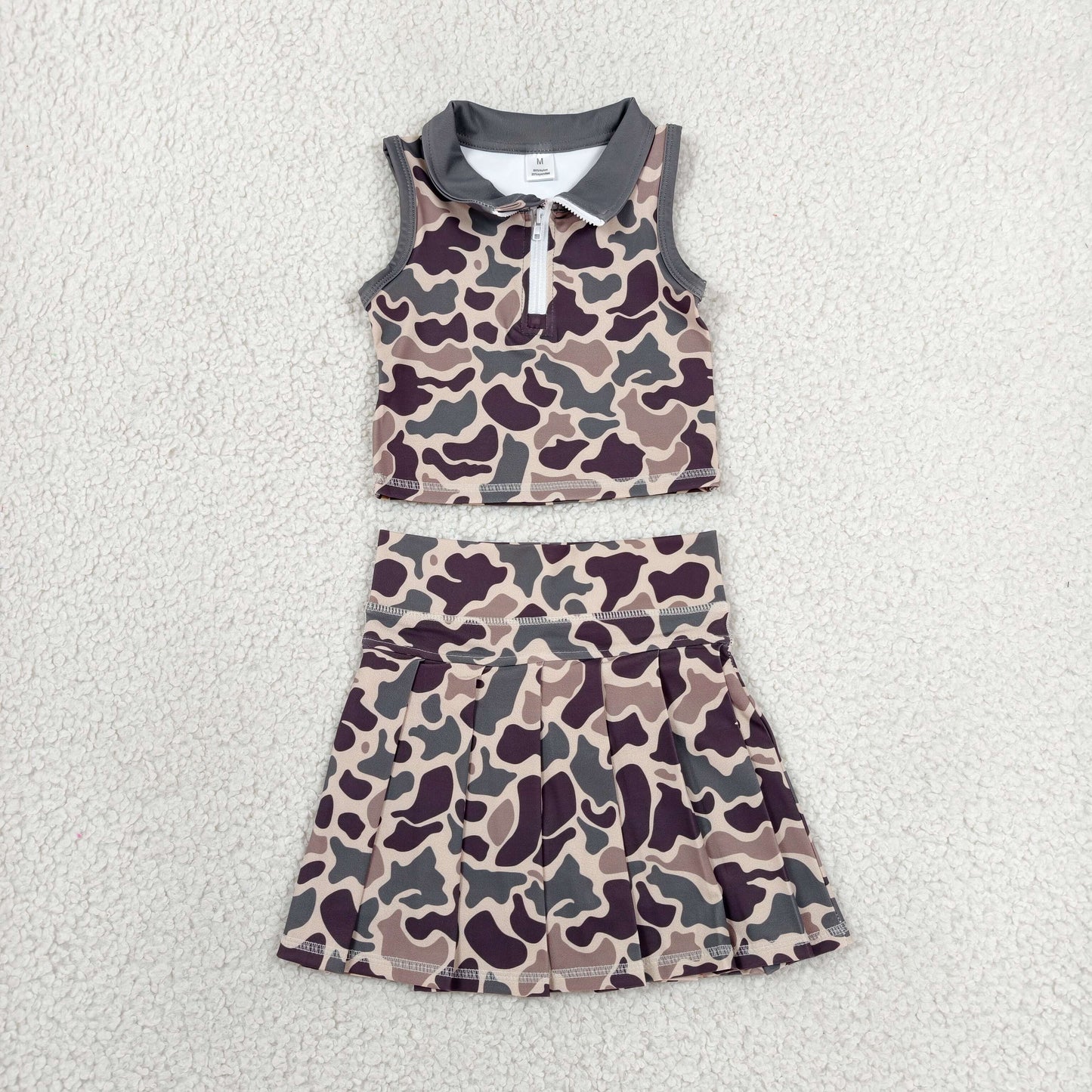 GSD3969 Yoga Camo Sleeveless Skorts Girls Set