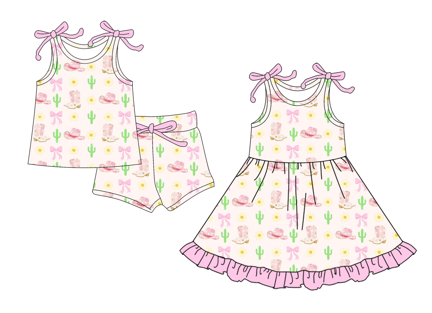 Custom Moq 3 Western Cowgirl Girls Set/Dress Sibling Clothes