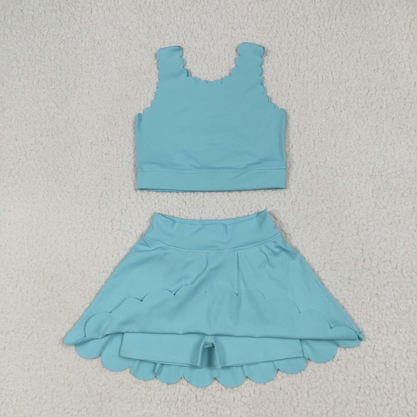 GSD2096 yoga blue sleeveless skirt with shorts skorts girls set