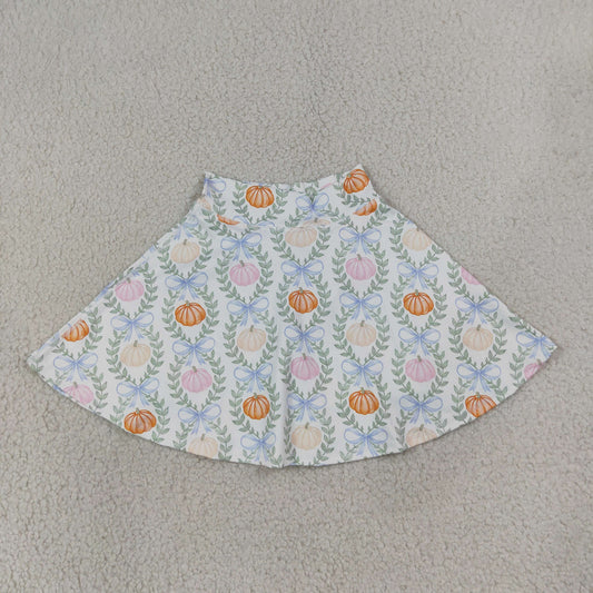 GLK0317 Yoga Colorful Pumpkin Bows Skorts Girls Skirt